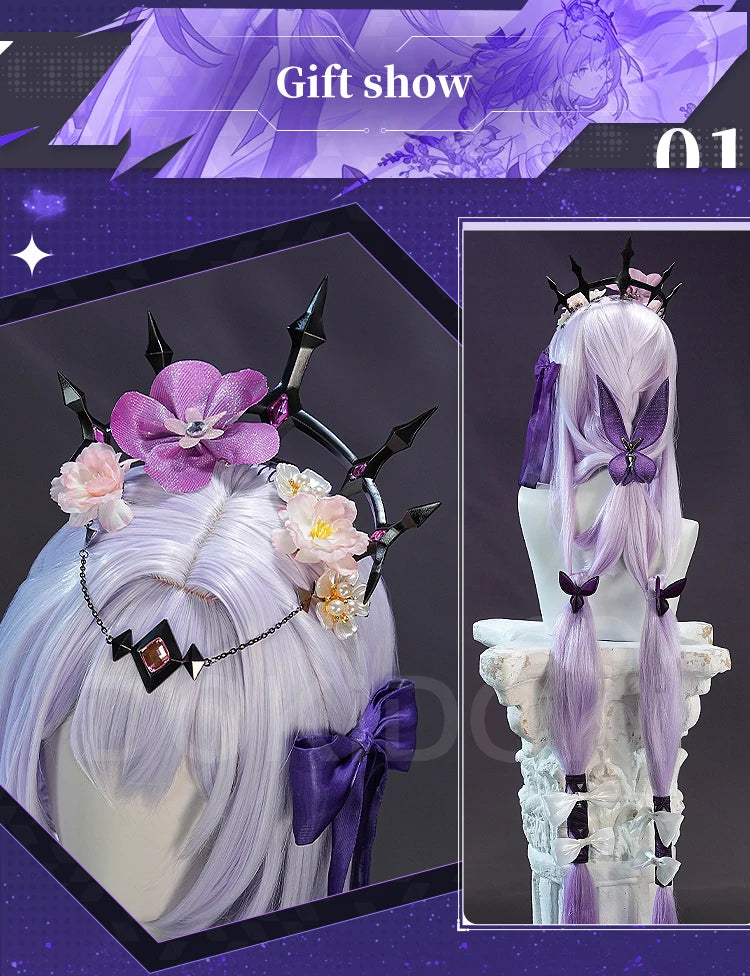 IN STOCK Castorice Cosplay Costume Game Honkai: Star Rail 【S-2XL】DokiDoki-SR HSR Castorice Purple Dress Halloween Costume