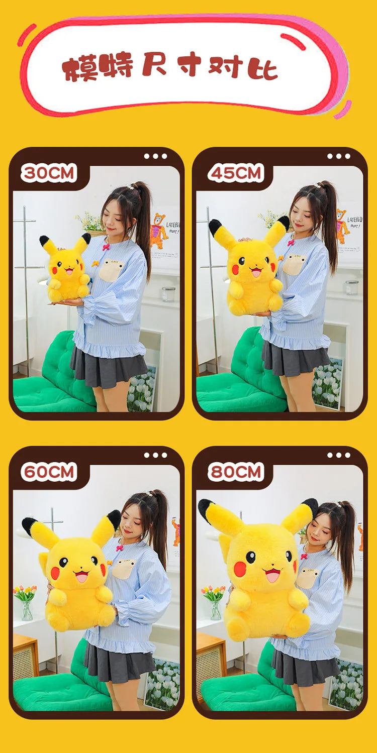 35/50/60/80CM Pokémon Pikachu Plushies Cartoon Anime Stuffed Kawaii Big Size Ornament Comfortable Soft Doll Children's Toys Gift