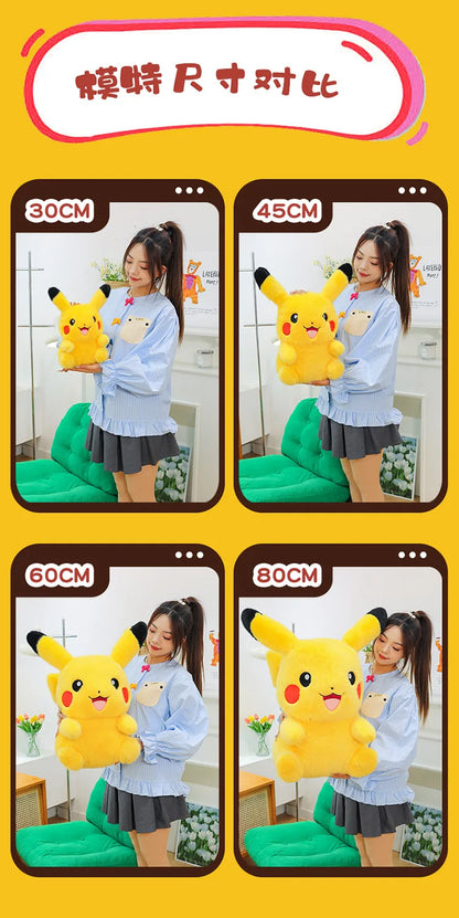 35/50/60/80CM Pokémon Pikachu Plushies Cartoon Anime Stuffed Kawaii Big Size Ornament Comfortable Soft Doll Children's Toys Gift