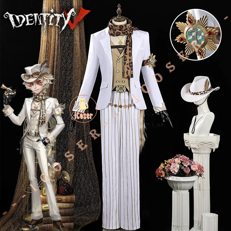 Identity V Prospector Cosplay Costume Wig Norton Campbell Uniform Hat Glasses Gambler in The Spotlight Halloween Women Men Props