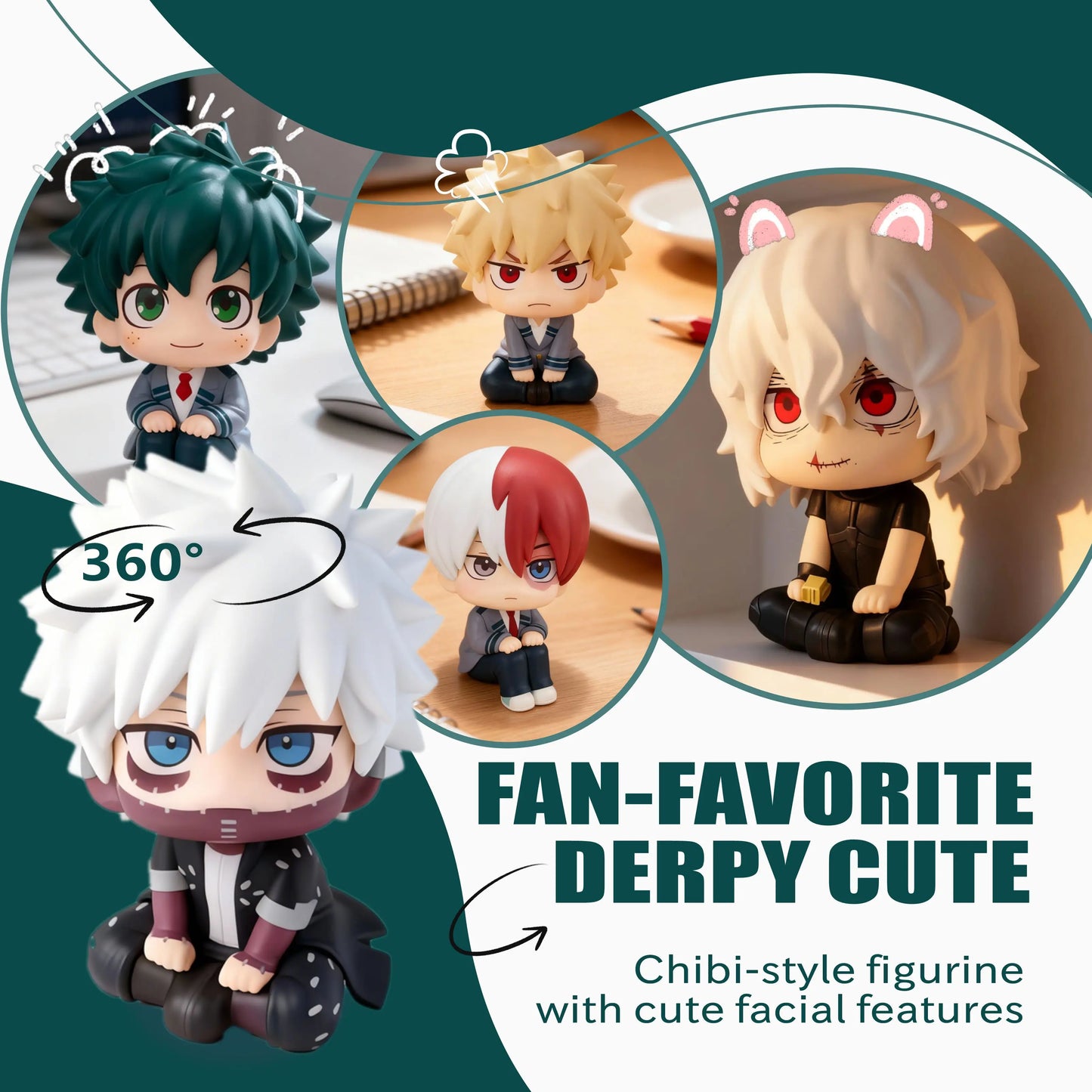 BESTSELLING My Hero Academia (MHA): Tomura Shigaraki / Izuku Midoriya / Katsuki Bakugo Cute Chibi PVC Figurine | Collectible Toy