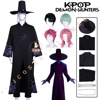 KPop Demon Hunters Saja Boys Cosplay Costume Jinu Saja Cosplay Black Robe Baby Abby Mystery Romance Outfit Halloween Women Men