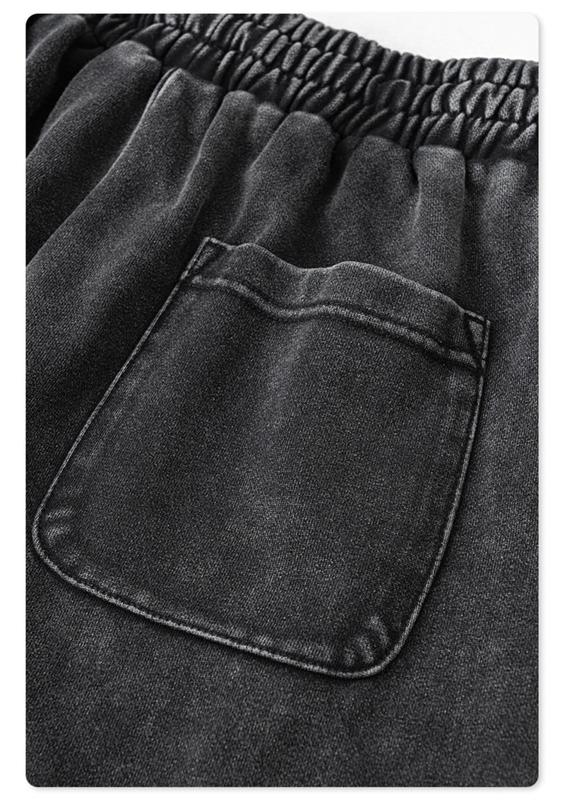 ZODF Retro 2024 Winter Patchwork Pants For Men Unisex Washed High Street 370gsm Oversized Double Knees Straight Trousers HY0878