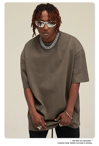 ZODF 2025 Heavy-Weight 425gsm 100% Cotton T-Shirts For Men Unisex Summer Oversized O-Neck Basic Solid T Shirt Brand Tees HY0485