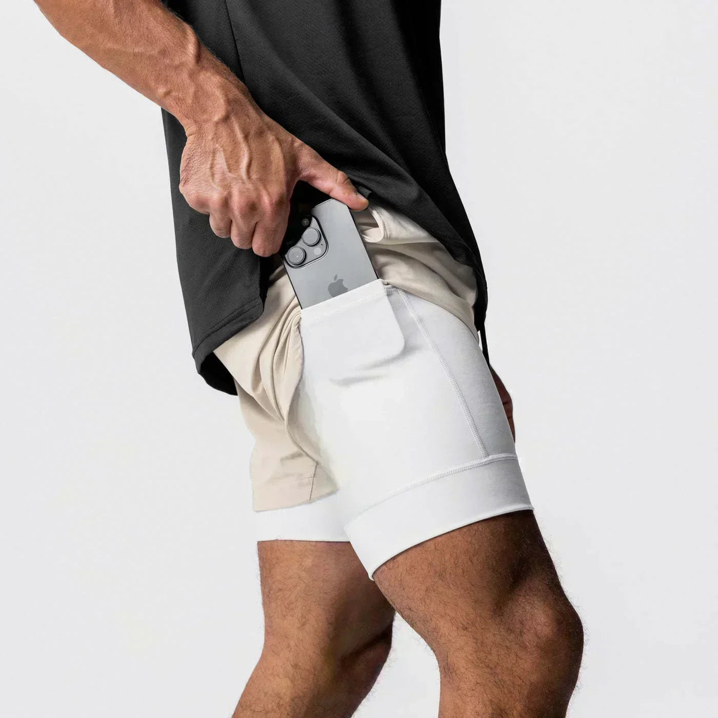 Summer Fashion Men Gym Shorts Demon Slayer Anime Quick Dry Double-layer Sports Pants Streetwear Sportswear Fitness Beach Pants