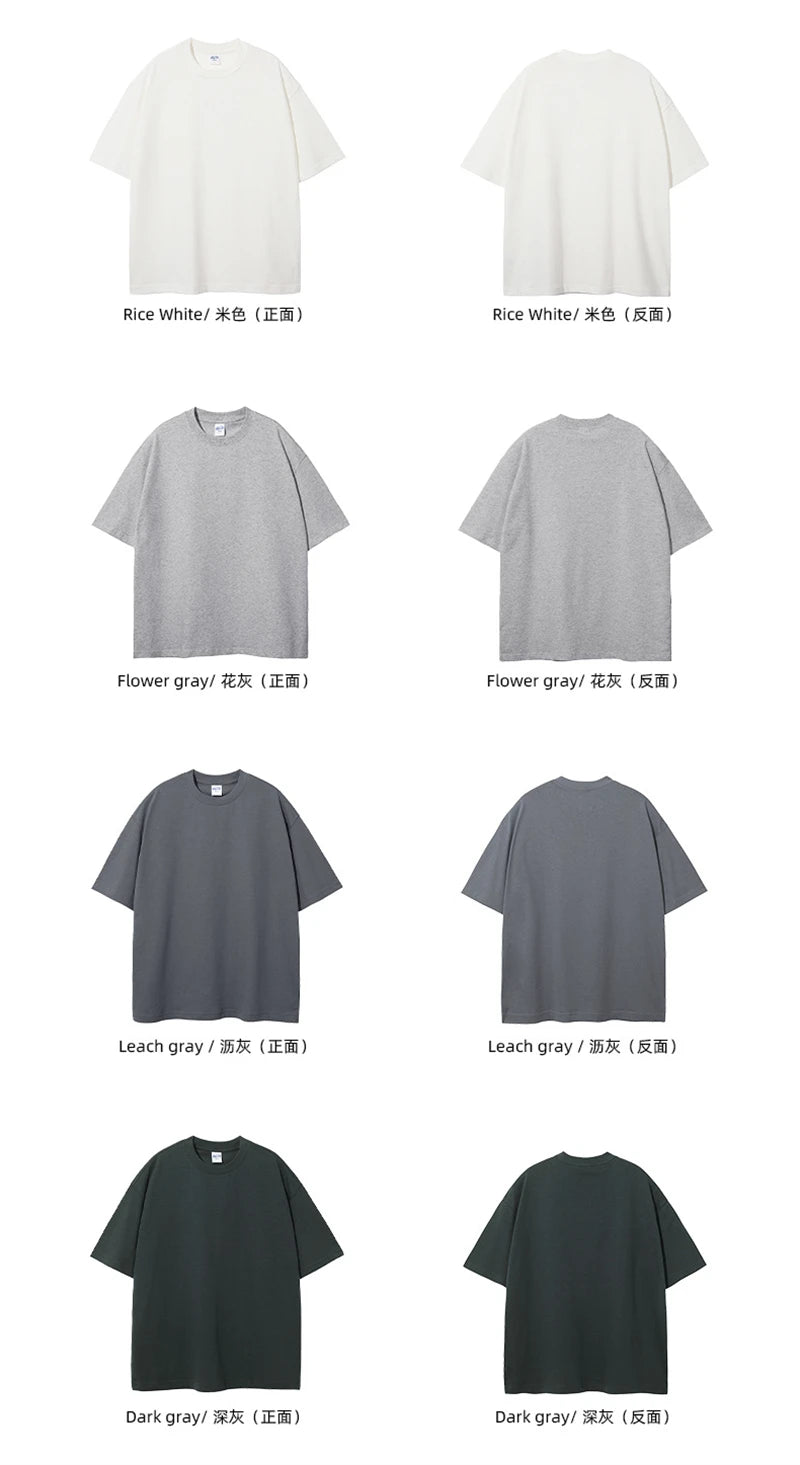 ZODF New Spring Summer Men 305gsm Cotton T Shirts Unisex Heavy Weight Oversized FG Noshrink Basic Solid T-Shirt Tees HY0165