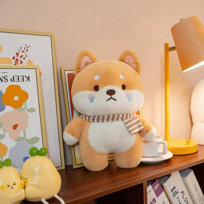 Kawaii Shiba Inu Plush Pillow Toy Soft Stuffed Dog Animal Cuddly Baby Doll for Girls Lovely Cartoon Gift Decor