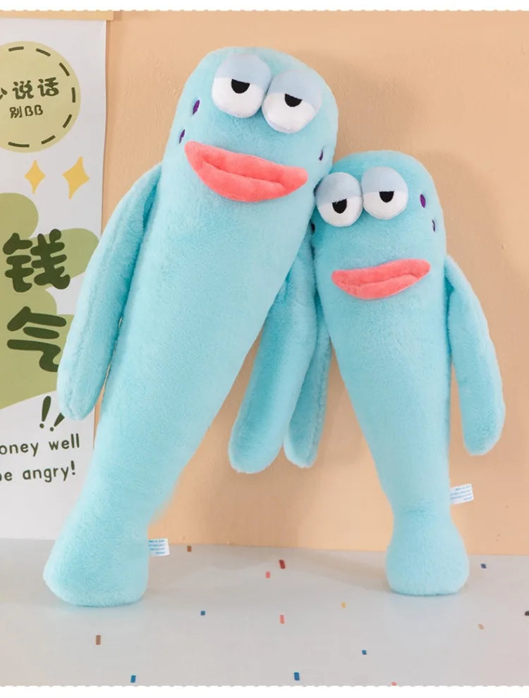 Sanrio 80cm Cute Plush Cartoon Ugly Fish Stuffed Toy Funny Knock Knock Doll New Viral Kids Birthday Christmas Gift for Children