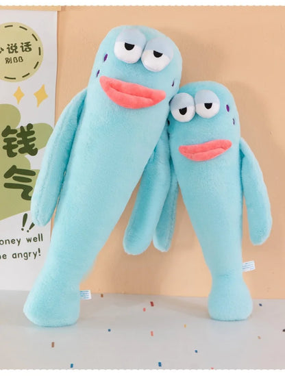 Sanrio 80cm Cute Plush Cartoon Ugly Fish Stuffed Toy Funny Knock Knock Doll New Viral Kids Birthday Christmas Gift for Children