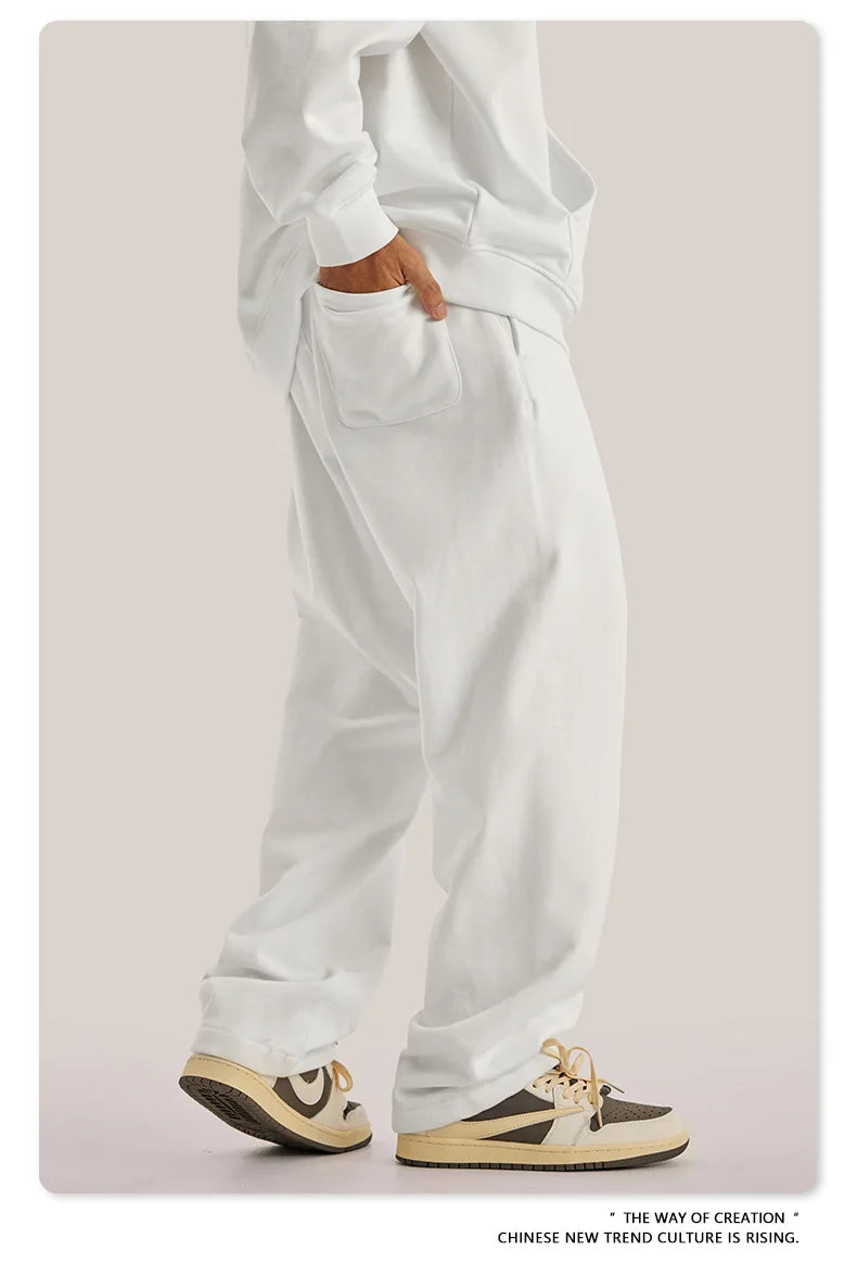 ZODF New 2025 Autumn Men's 445GSM Sweatpants Unisex High Street Soft Knitted Straight Pants Brand Streetwears Tracksuits HY0382