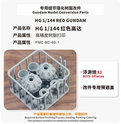 TAS Model Red GQuuuuuuX Conversion Parts Bits-2 Pieces PMC-BD-69-1 for HG 1/144 gMS-α 3D Print Highly Accurate Resin Parts DIY