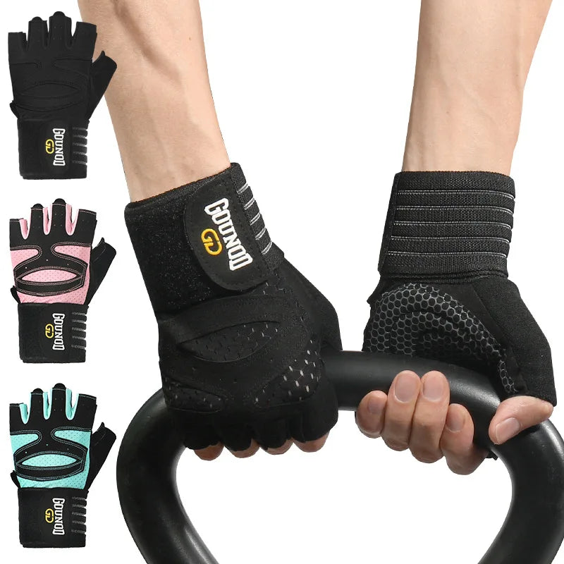 Gounod Weightlifting Gloves with Wristband Support – Breathable Anti-Slip Gym for Bodybuilding Powerlifting and Fitness