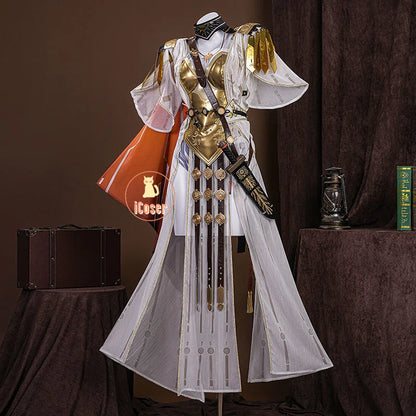 Wuthering Waves Augusta Cosplay Costume Wig Dress Uniform Headwear Earrings Christmas Halloween Party for Women Girls Role Play