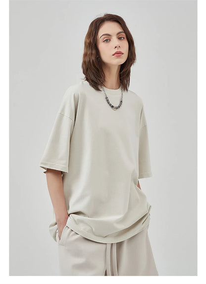 ZODF New Summer Solid Washed Cotton T-Shirts Streetwears For Men Unisex Retro High Street 275gsm Basic Tees Brand Tops HY0071