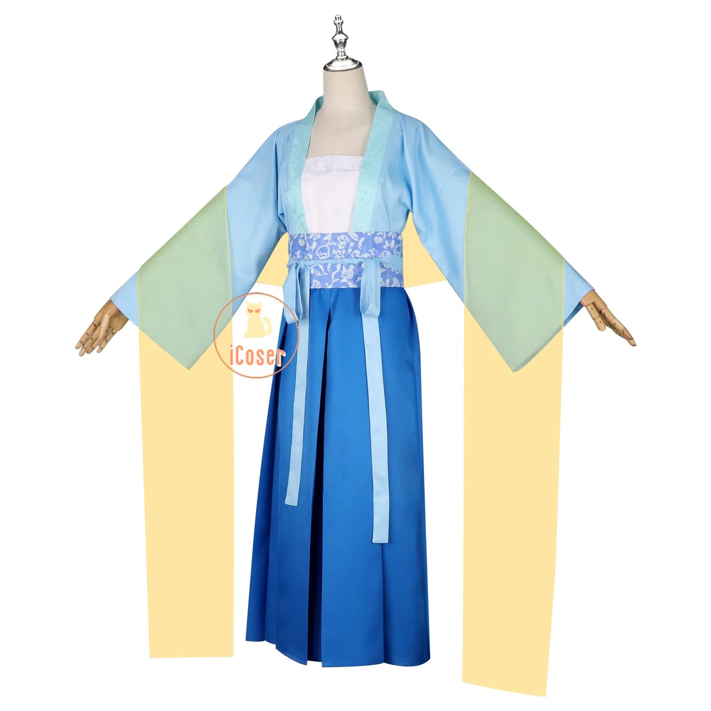 Anime The Apothecary Diaries Maomao Cosplay Costume Wig Blue Dress Hanfu Hunting Outfit Halloween Party for Women Girls iCoser
