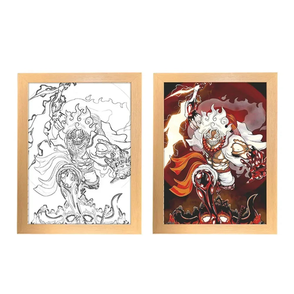 One Piece Creative Photo Frame Night Light Toy Anime Character Luffy Zoro Night Light Bedside Decoration Painting Christmas Gift