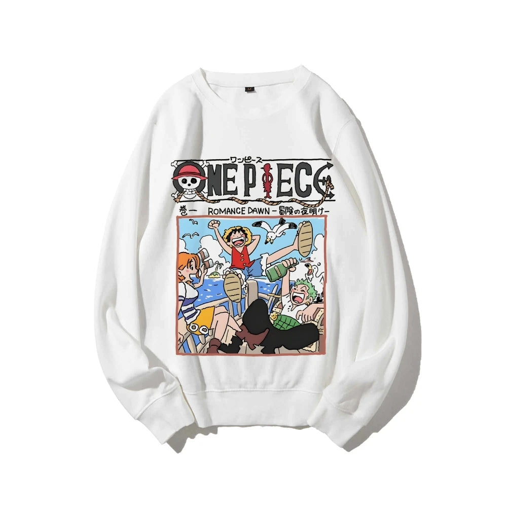 Unisex Anime One Piece Sweatshirt Casual Streetwear Men Women Pullover Hoodie Graphic Sweater Long Sleeves Top Autumn Trendy