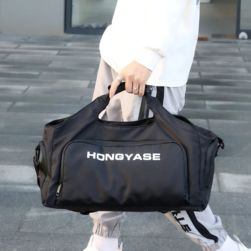 Gym Sports Bag for Men Waterproof Travel Fitness Duffle with Shoe Pocket Shoulder Tote Outdoors Weekend Luggage