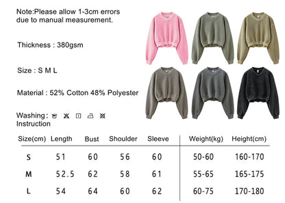 ZODF Winter Women Short Fleece Cropped Sweatshirts Girls Female Hip Hop Loose 400gsm V-Neck Pullovers Brand Tops HY0437