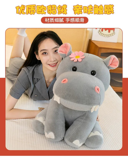 New 55cm Large Size Hippo Plush Toy Fluffty Kawaii Plushie Doll Simulation Hippo Doll Anime Cute Stuffed Animals Soft Plush Gift