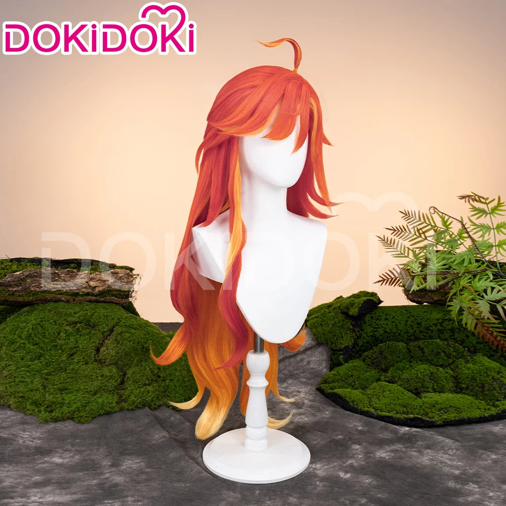 Mavuika Wig Game Genshin Impact DokiDoki Pyro Archon Women Long 110cm Luminous Wig Natlan Mavuika Glasses Ear Clips