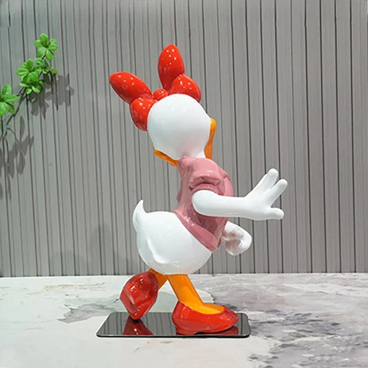 Disney Anime Figuras Donald Duck Daisy Statue Cartoon Cute Resin Model Crafts Desktop Decor Disney Toys for Kids Sculpture Gift
