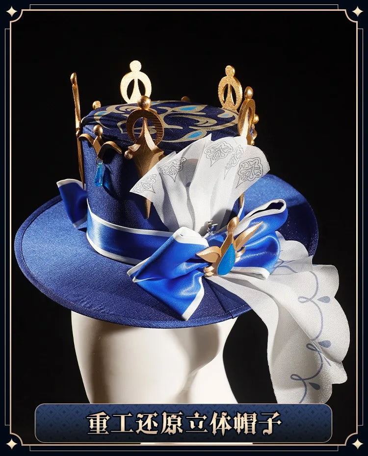 iCoser Focalors Furina Cosplay Costume Wig Dress Genshin Impact Fontaine Uniform Hat Pneuma Ousia God of Justice for Women Props