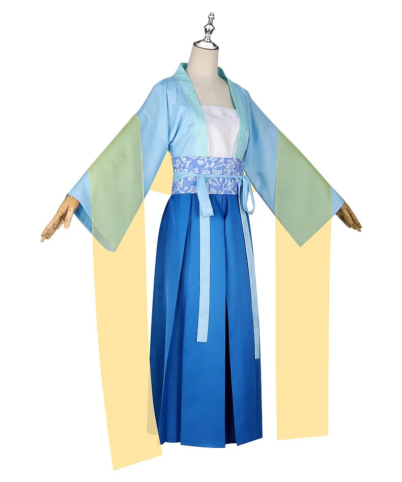 Anime The Apothecary Diaries Maomao Cosplay Costume Wig Blue Dress Hanfu Hunting Outfit Halloween Party for Women Girls iCoser