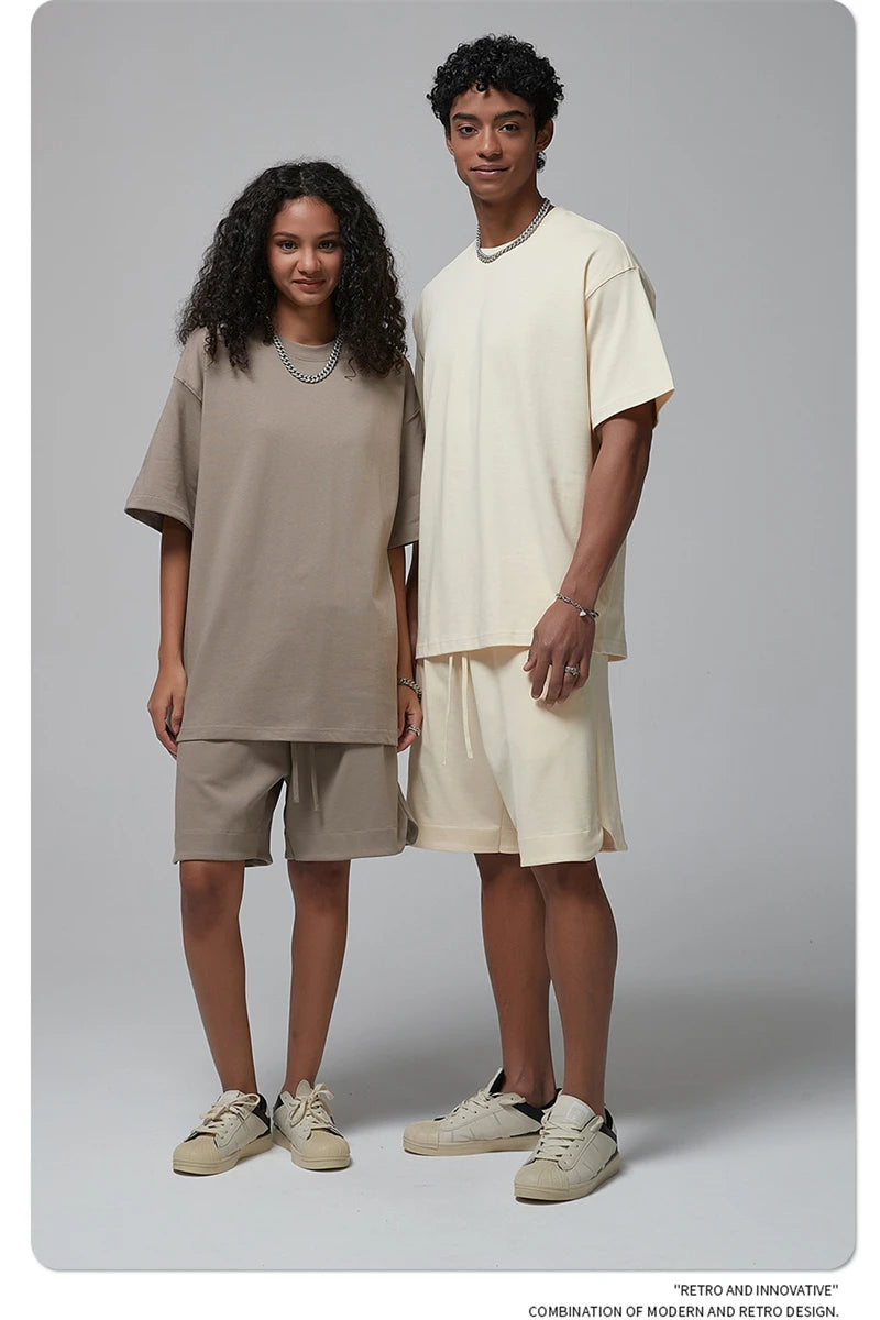 ZODF New Spring Summer Men 305gsm Cotton T Shirts Unisex Heavy Weight Oversized FG Noshrink Basic Solid T-Shirt Tees HY0165