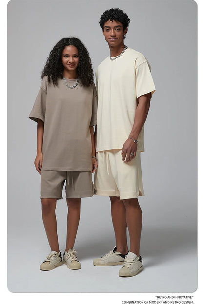 ZODF New Spring Summer Men 305gsm Cotton T Shirts Unisex Heavy Weight Oversized FG Noshrink Basic Solid T-Shirt Tees HY0165