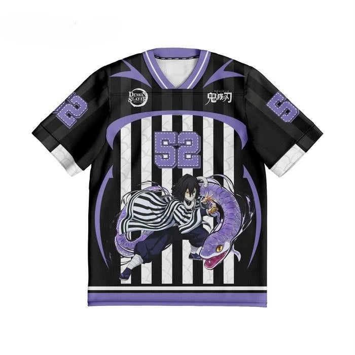 Demon Slayer Obanai Iguro Anime Series Number 52 Jersey Oversize Kpop Baseball Hockey Outfit T-shirt Daily Unisex Tops Tees