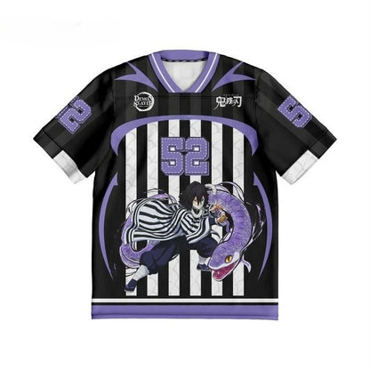 Demon Slayer Obanai Iguro Anime Series Number 52 Jersey Oversize Kpop Baseball Hockey Outfit T-shirt Daily Unisex Tops Tees