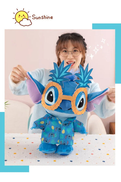 Disney Kawaii Plush Toy Stitch with Sunglasses Cute Pineapple Doll for Kids Birthday Xmas Gift Stuffy Animal Plushie Soft Toy