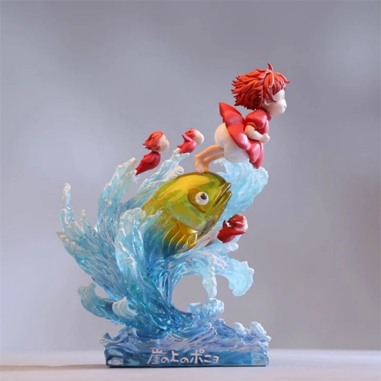 21cm Goldfish Hime On The Cliff Anime Figure Goldfish Hime Tripping Ponyo Statue Model With Light Collection Toy Desk Decor Gift
