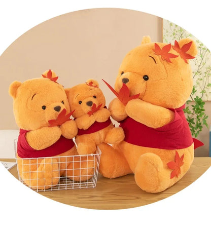 70cm Big Size Disney Pooh Bear Maple Leaf Anime Plush Stuffed Doll Room Plushies Pillow Cute Ornaments Children's Holiday Gifts
