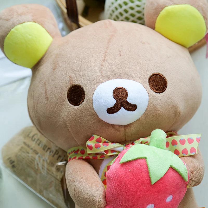 strawberry Rilakkuma Plush Doll Cartoon Bear Toy Kawaii Rilakkuma Room Decor Teddy Bear Plushies Cute Couple Bear Xmas Gift