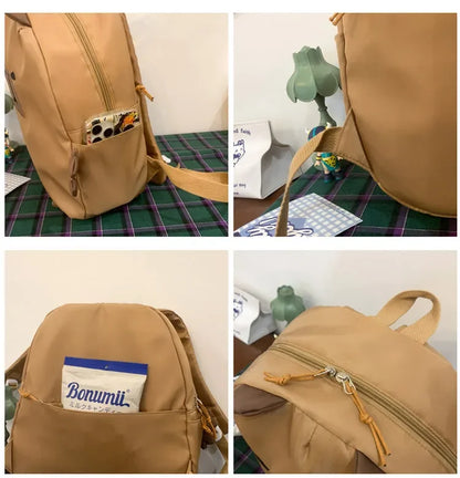 Kawaii Capybara Nylon School Bag Laptop Backpack Cartoon Children's Backpack Travel Casual Book Bags Large Capacity Backpack