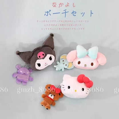 Cartoon Anime Bag Pencil Case and Coin Purse Kuromi My Melody KT Cat Plush Bag Anime Bag Cosmetic Bag Birthday Gifts Girl Women