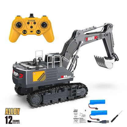 Alloy RC Excavator Truck Toy Remote Control Engineering Vehicle Electric Construction for Kids Boys Birthday Gift