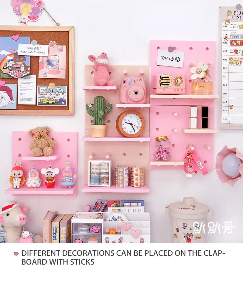 Home Decor Wall Shelves Decoration Hole Board Wall Storage Rack Storage Shelf Kitchen Bedroom Hanging Wall Shelves Wall Decor