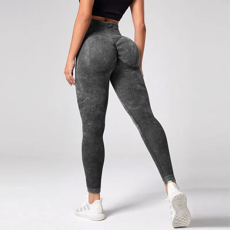 Women Seamless High Waist Leggings for Fitness Yoga Scrunch Butt Sport Tights Gym Workout Pantalones Elastic - black / M