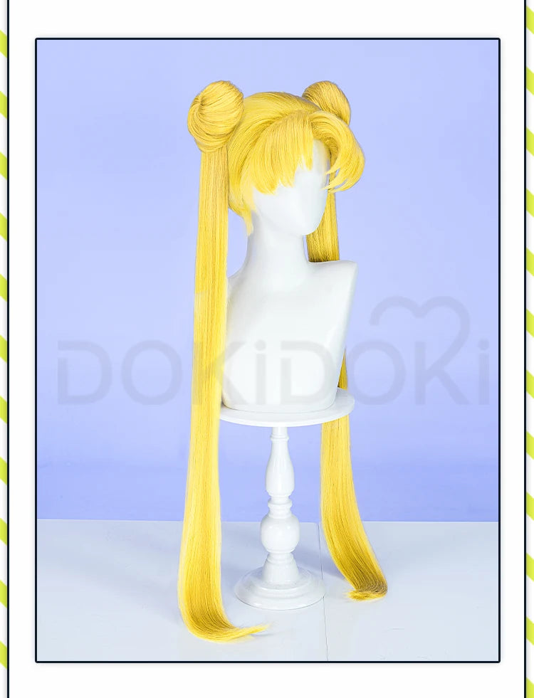 IN STOCK Chibii Usaa Tsukinoo Usagii Kinoo Makotoo Kaiouu Michiruu Wig Anime DokiDoki Cute Ponytail Hair Free Cap