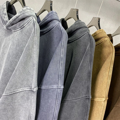 ZODF Vintage Batik Washed 420gsm Cotton Hoodies For Men Unisex Heavyweight Loose Hip Hop Hooded Sweatshirts Pullovers HY0696