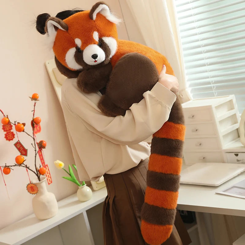 Long Tail Cute Raccoon Soft Toy Huggable Baby Red Panda Plush Doll Sleeping Raccoon Plushie Birthday Gift For Girlfriend Kids
