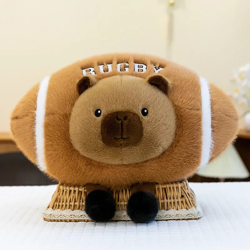 Creative Rugby Capybara Doll Cute Panda Plush Toys Pillow Capibara Seat Cushion Girls Children Birthday Gift Soft Stuffed Animal