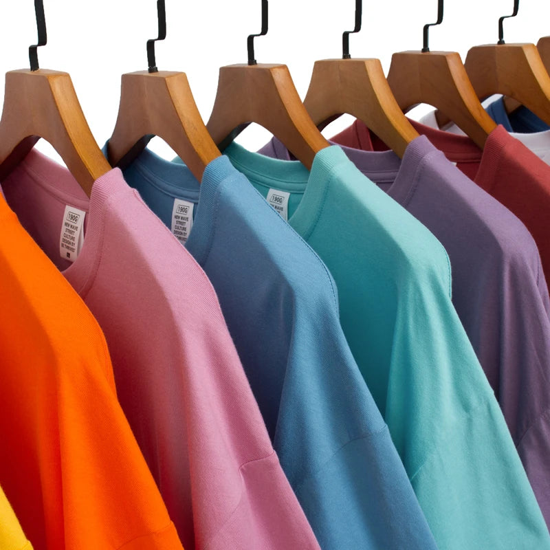 ZODF Trendy 2025 Men Basic Solid Cotton T-Shirts Unisex Male 190gsm Summer Loose Comfortable Soft Tees Shirt Streetwears HY0040