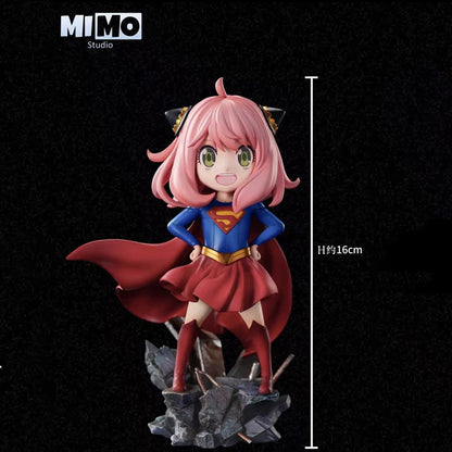 16cm Spy Family Figure Anime Anya Pvc Model Cos Supergirl Figurine Cute Statue Ornament Desk Decor Birthday Gift