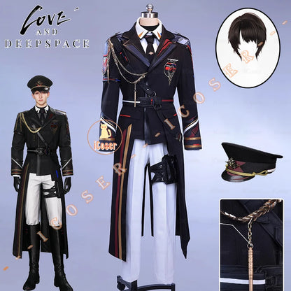 Love and Deepspace Caleb Cosplay Costume Wig Farspace Colonel Uniform Trench Halloween Party for Women Men Carnival Cos Props