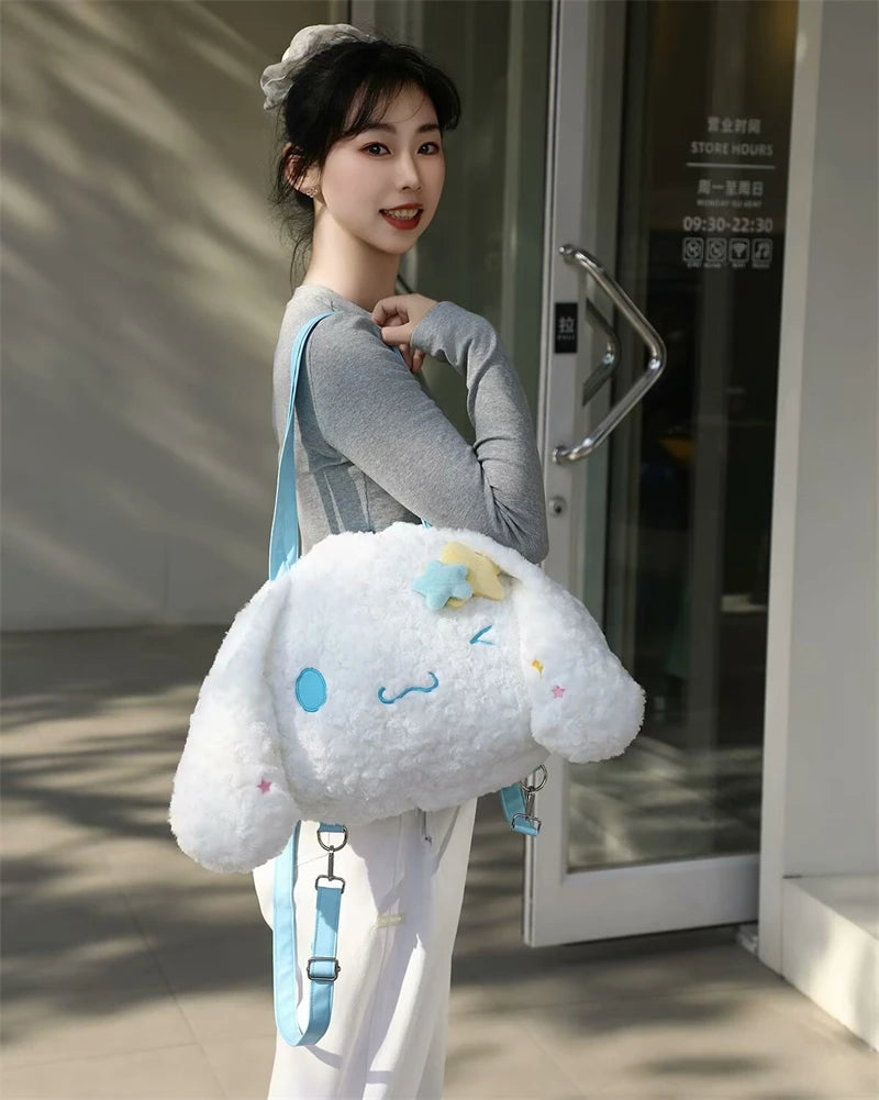 Sanrio Cinnamoroll Shoulder Bag Multipurpose Handbag Kawaii Backpack Messenger Bag Plush Bag My Melody Sweet Piano Lolita Bag