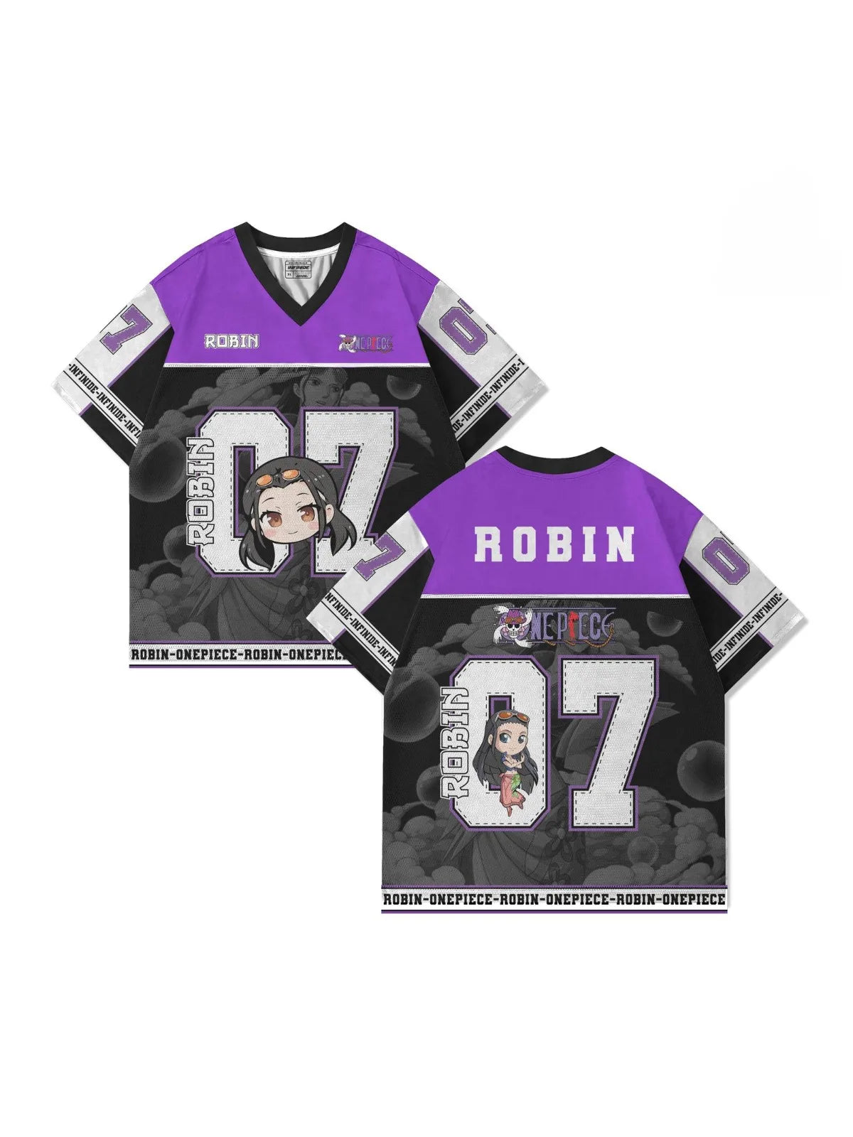 07 Jersey One Piece ROBIN Anime Y2k Korean Style Kpop Baseball Hockey T-shirt Fashion Streetwear Anime Daily Unisex Tops Tees